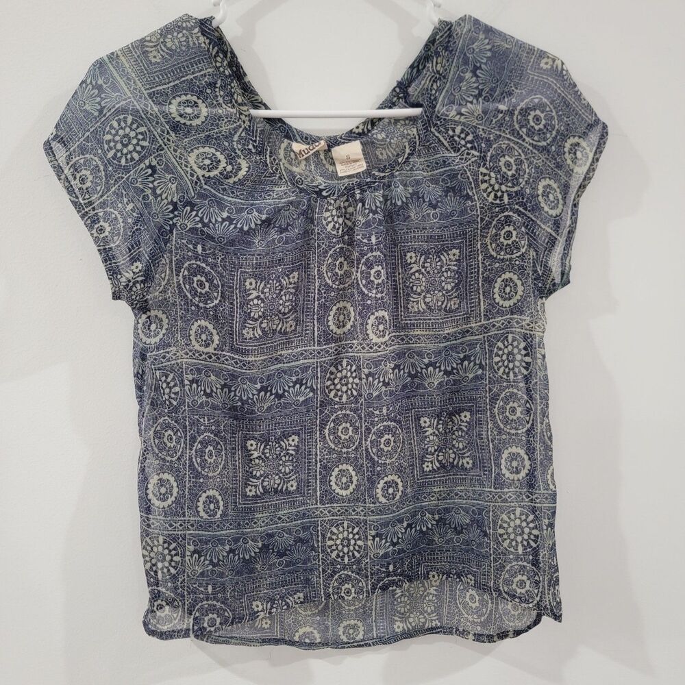 Y2K Mudd Womens Top Size Small Sheer Boho Fairy Grunge‎ Brat